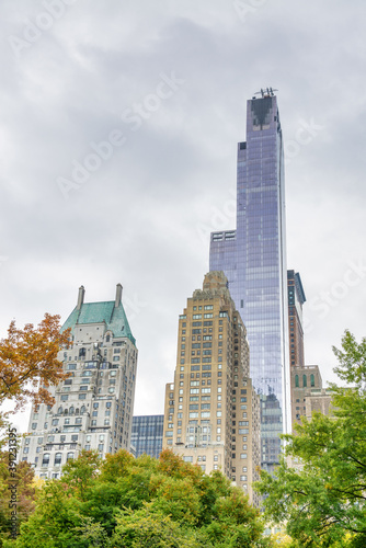 Buildings of New York from Central Park in autumn