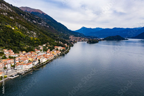 Aerial view, Argegno on Lake Como, Lombardy, Italy