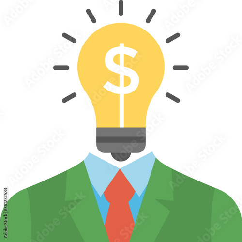 
A person with a light bulb instead of a head flat icon
