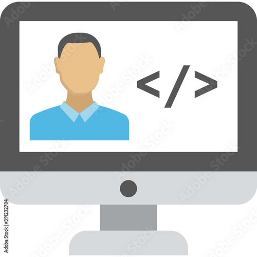 
A person picture inside an LCD flat icon, concept of video calling
