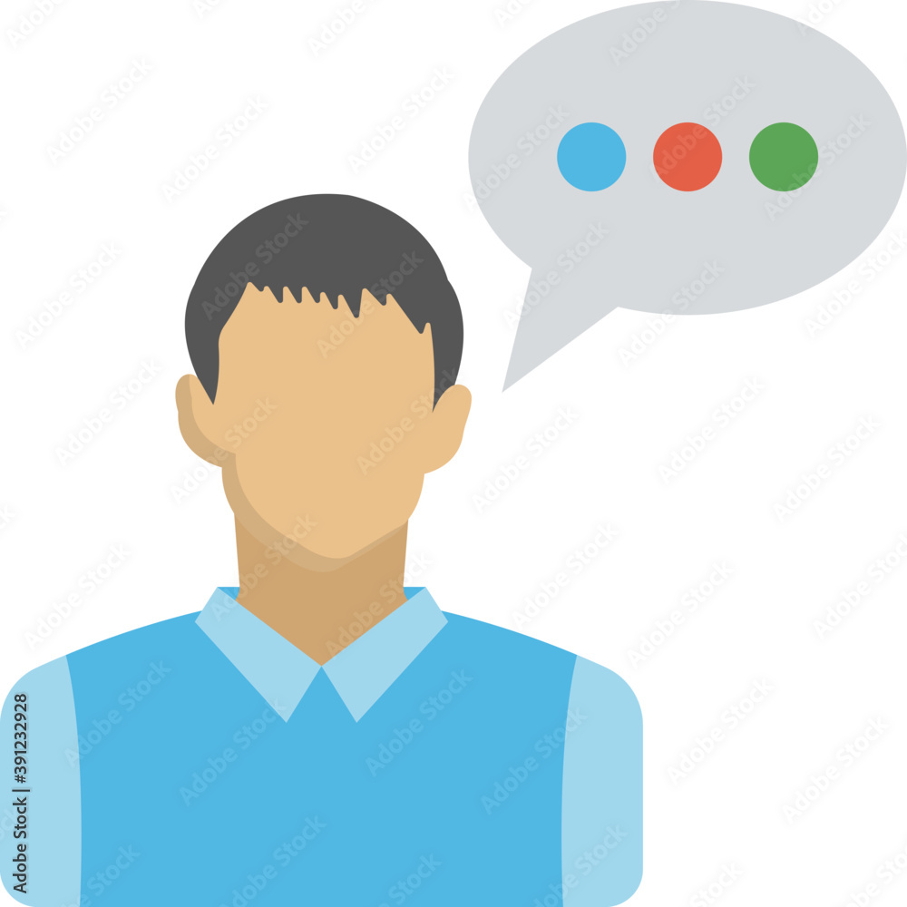 A person with a speech bubble flat icon
A person with a speech bubble flat icon