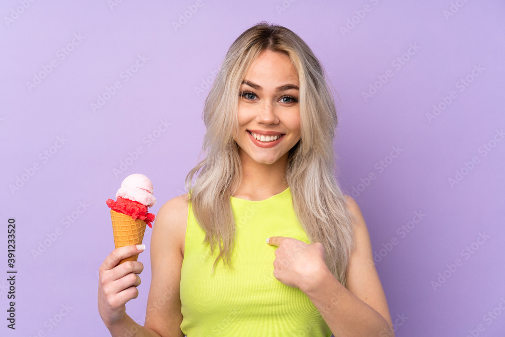 Teenager girl over isolated purple background with surprise facial expression Teenager girl over isolated purple background with surprise facial expression