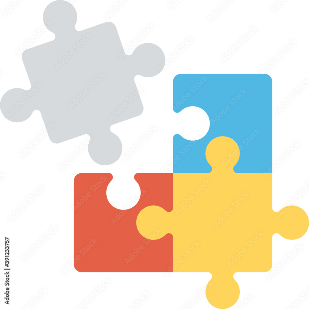 One broken piece of a jigsaw puzzle flat icon
One broken piece of a jigsaw puzzle flat icon