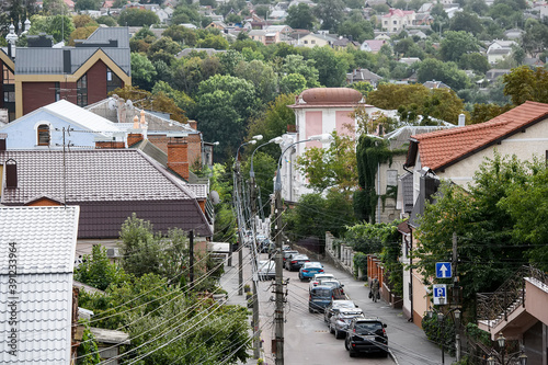 General view of Pushkin Street in the historic part of Vinnytsia, Ukraine. September 2020