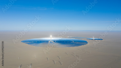 Εκτύπωση καμβά molten salt tower solar thermal power station panorama