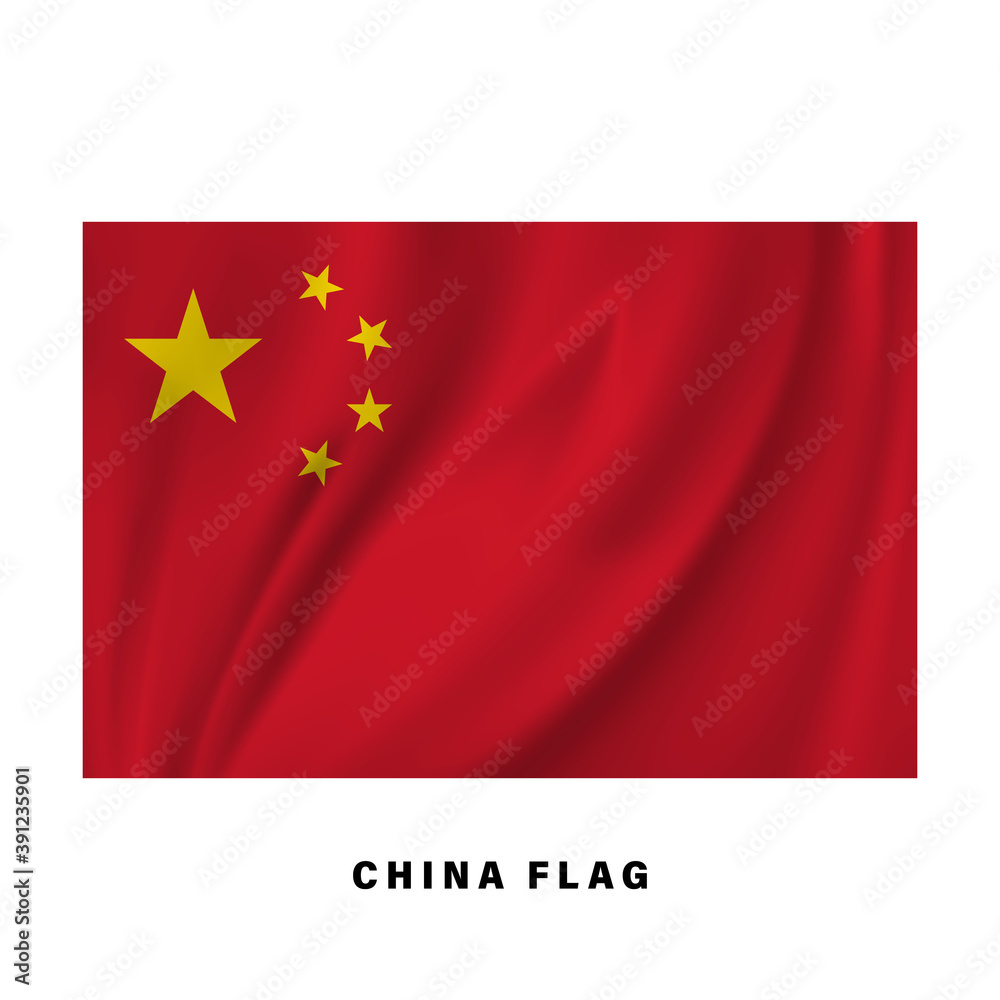 Waving Chinese flag. Realistic national flag vector design. isolated. Waving Chinese flag. Realistic national flag vector design. isolated.