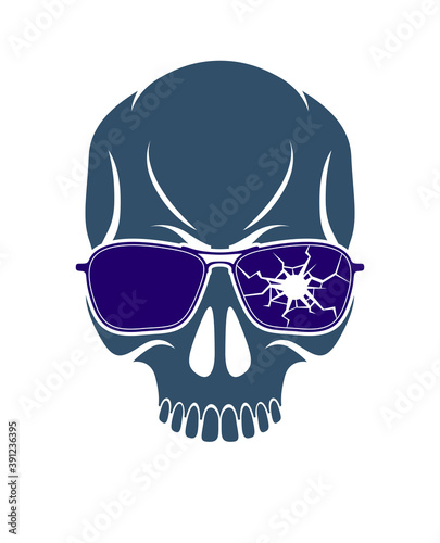 Urban stylish skull vector logo or icon, aggressive criminal scull tattoo, gangster style.