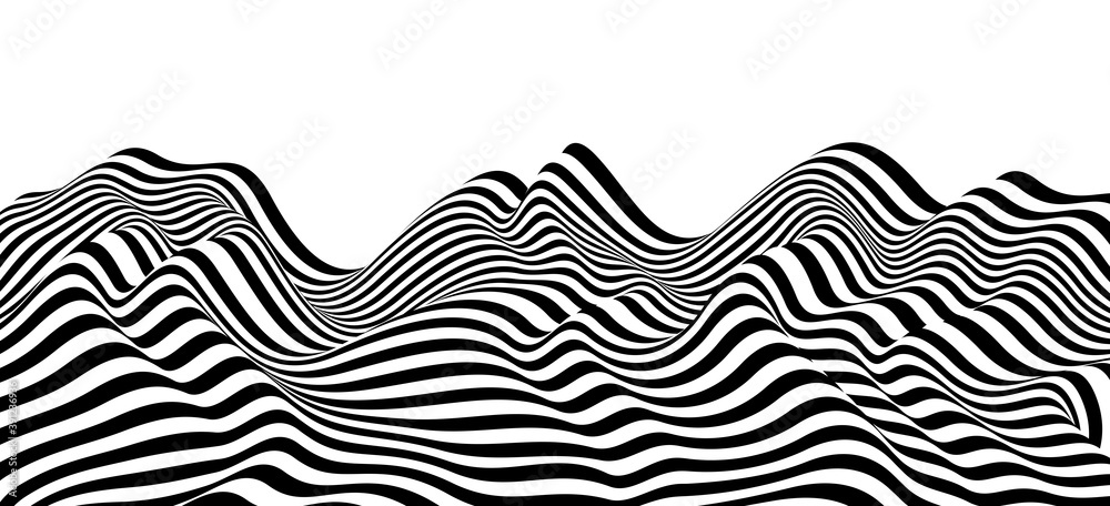 © Sylverarts - 3D black and white lines in perspective abstract vector background, linear perspective terrain pattern op art. © Sylverarts - 3D black and white lines in perspective abstract vector background, linear perspective terrain pattern op art.