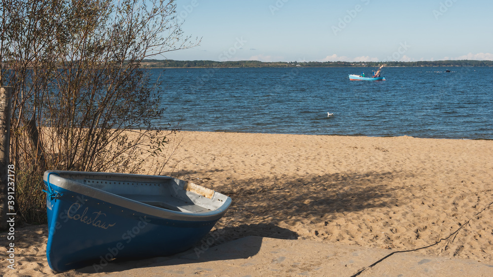 REWA, POLAND - 10/02/2020: Beautiful view of coast in Rewa at Baltic Sea. REWA, POLAND - 10/02/2020: Beautiful view of coast in Rewa at Baltic Sea.
