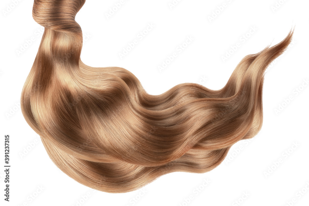 Brown shiny hair on white background, isolated Brown shiny hair on white background, isolated