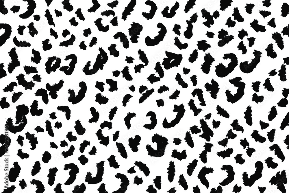 Abstract animal skin leopard seamless pattern design. Jaguar, leopard, cheetah, panther fur. Black and white seamless camouflage background.