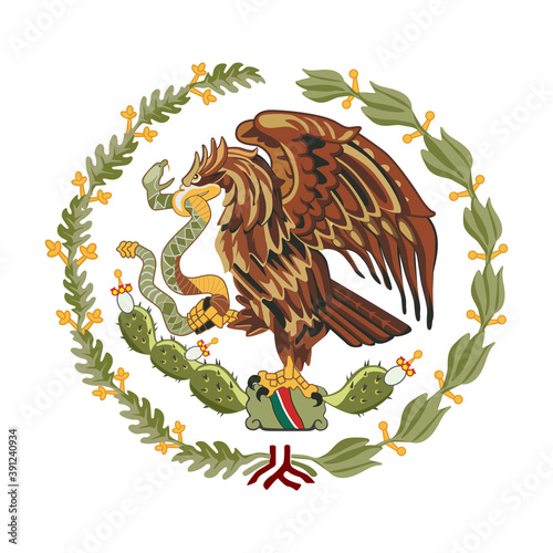 Mexico coat of arms, seal or national emblem, isolated on white background
