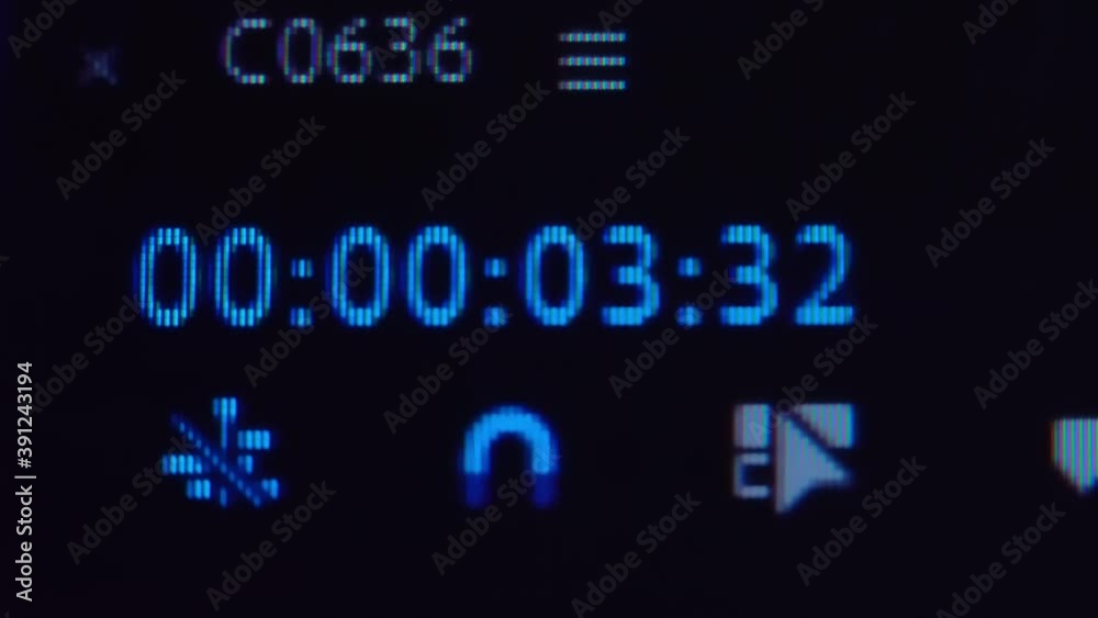 the time in blue numbers is counted in the timecode, while the Director works with the video sequence in the program on a black macro monitor the time in blue numbers is counted in the timecode, while the Director works with the video sequence in the program on a black macro monitor