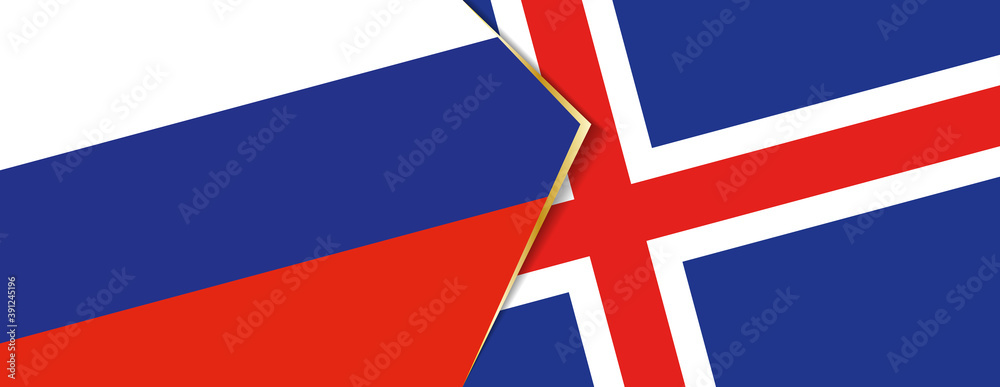 Russia and Iceland flags, two vector flags.