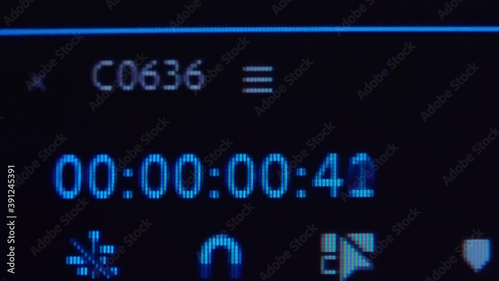 the time in blue numbers is counted in the timecode, while the Director works with the video sequence in the program on a black macro monitor the time in blue numbers is counted in the timecode, while the Director works with the video sequence in the program on a black macro monitor