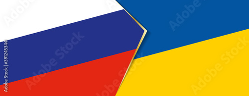 Russia and Ukraine flags  two vector flags.