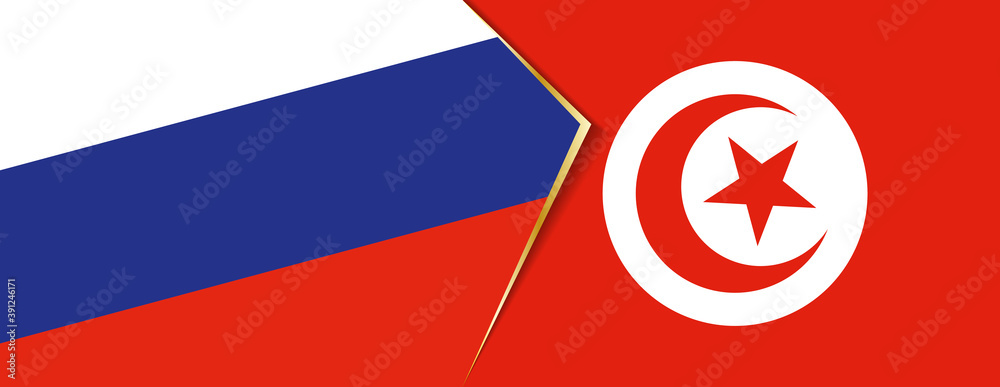 Russia and Tunisia flags, two vector flags. Russia and Tunisia flags, two vector flags.