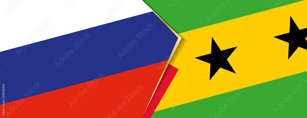 Russia and Sao Tome and Principe flags, two vector flags. Russia and Sao Tome and Principe flags, two vector flags.