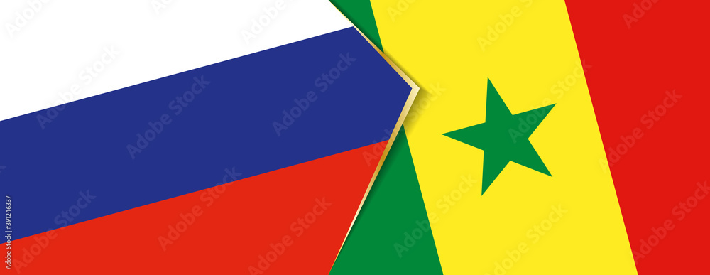 Russia and Senegal flags, two vector flags. Russia and Senegal flags, two vector flags.