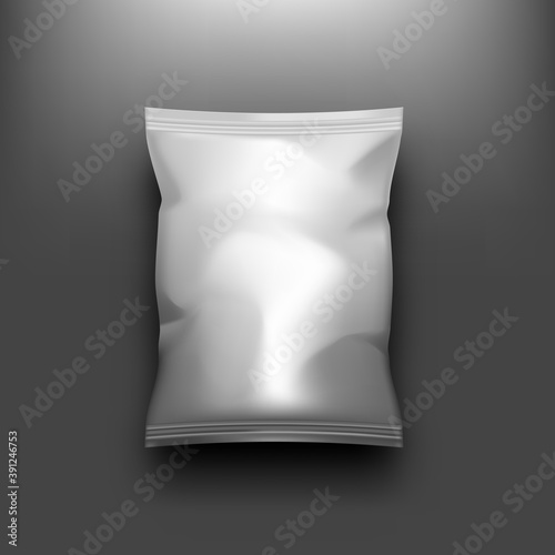 Close Empty Plastic Vacuum Bag On Dark Background