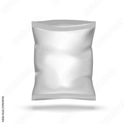 Open Empty Plastic Vacuum Bag On White Background