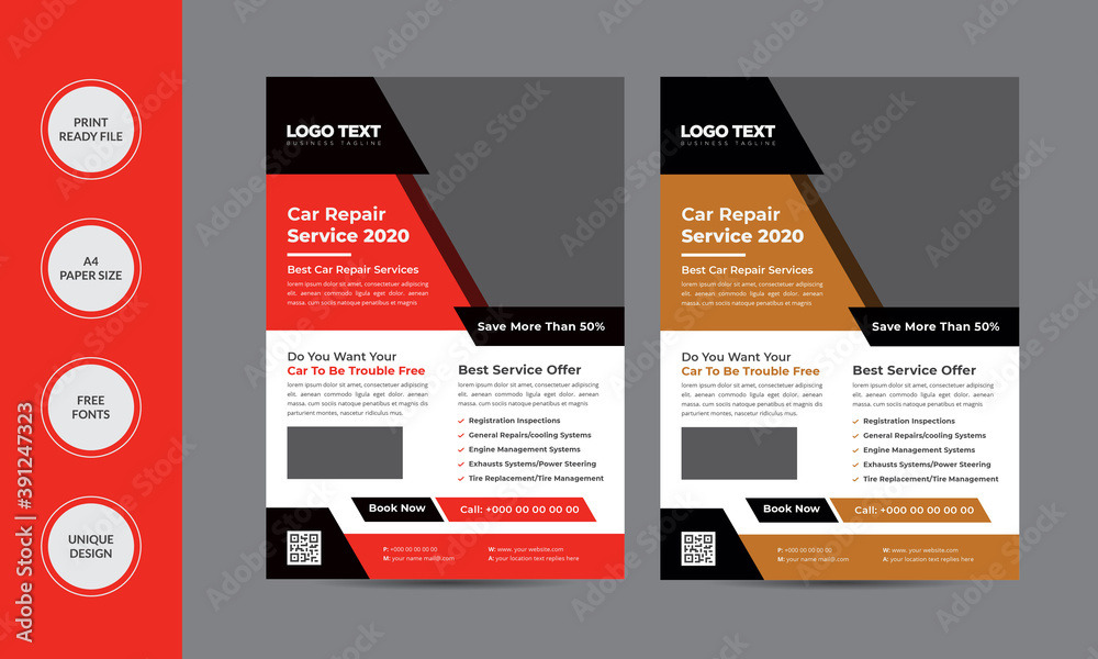 Auto Repair & Cars Service layout flyer Template Vector illustration ...