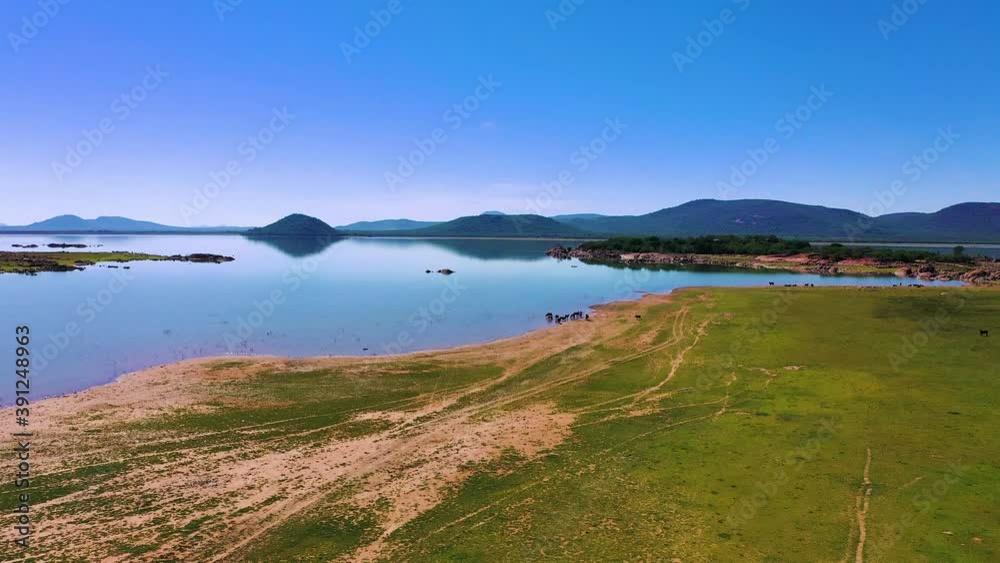 Aerial of an African landscape Gaborone dam in Botswana Aerial of an African landscape Gaborone dam in Botswana