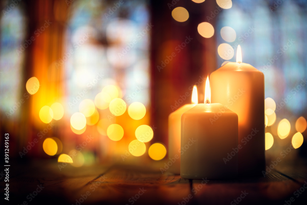 Candles in a church background Candles in a church background