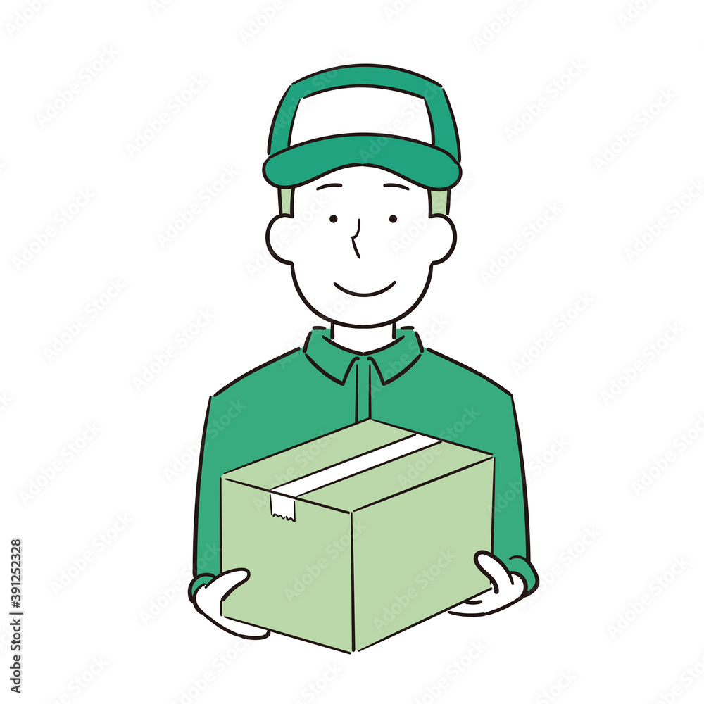 荷物を持つ男性宅配業者のイラスト Stock Vector Adobe Stock