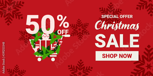 Christmas and winter sale promotion marketing banner poster. Vector to increase your sales.