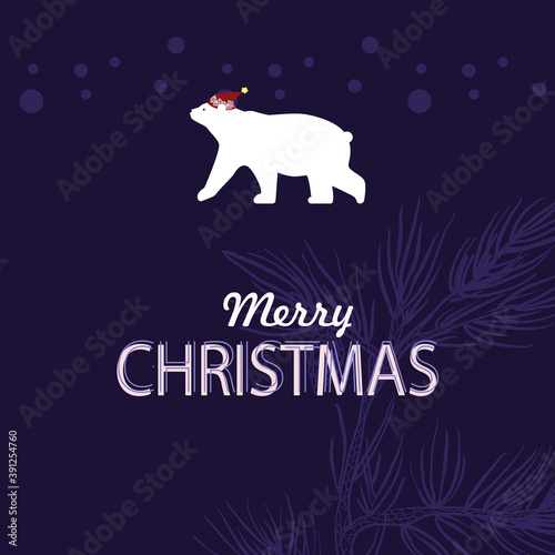 a beautiful Christmas card. image of a polar bear and snowflakes . perfect for printing banners, postcards, flyers, and other graphics. EPS 10