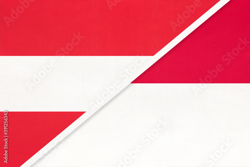 Austria and Monaco, symbol of national flags from textile.