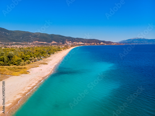 rone view of blue sea in Asprovalta © frimufilms