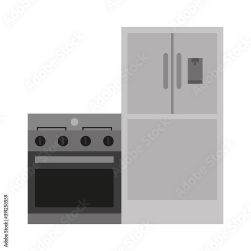 kitchen stove and fridge icon vector design