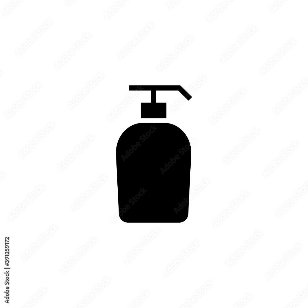 Lotion Spray Icon in black flat glyph, filled style isolated on white background