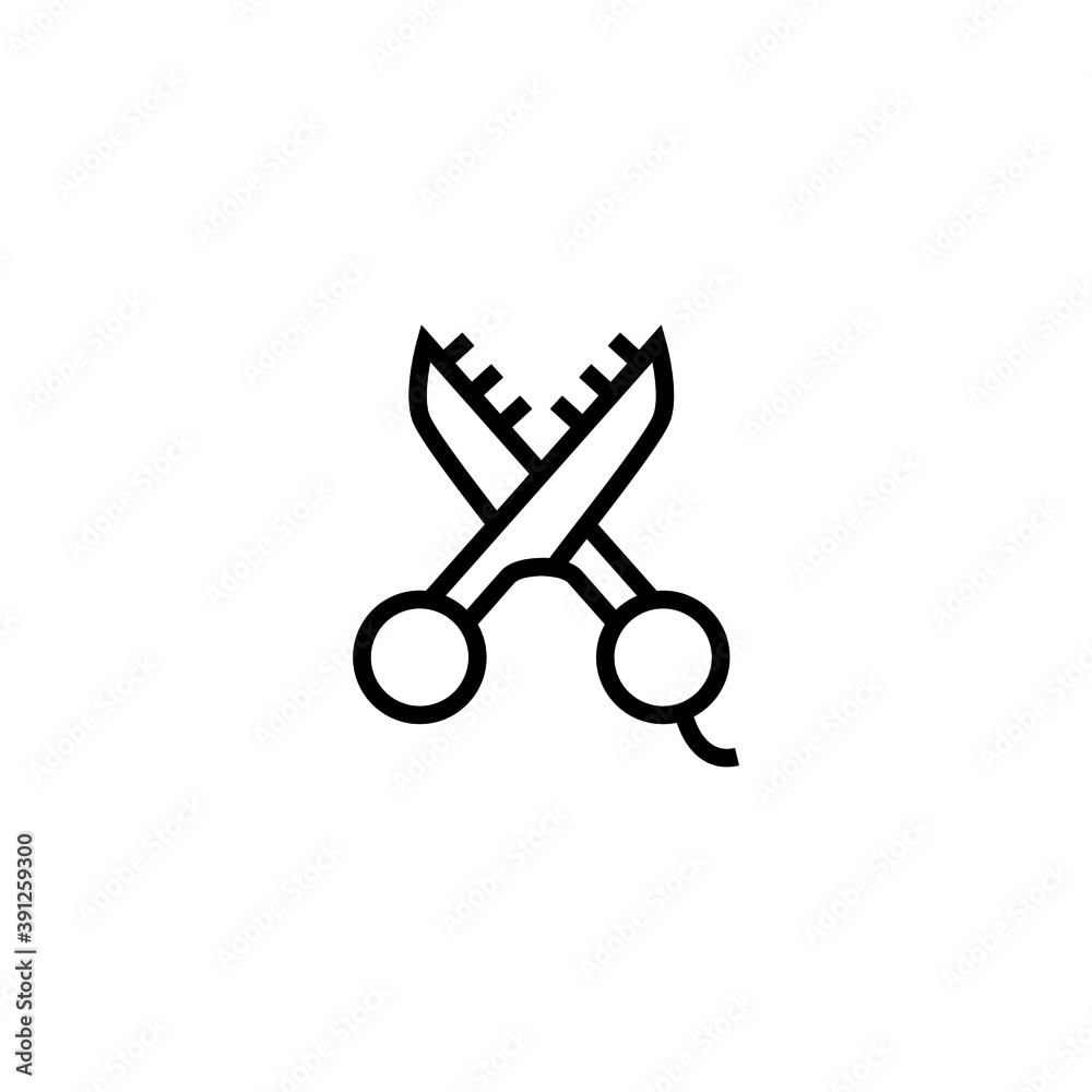 Trimmer Scissors Icon in black line style icon, style isolated on white background Trimmer Scissors Icon in black line style icon, style isolated on white background