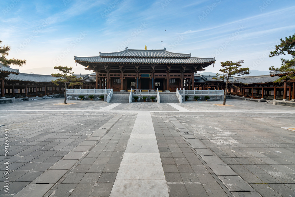 Ancient Chinese building loft and square, Taiyuan, Shanxi Province, China Ancient Chinese building loft and square, Taiyuan, Shanxi Province, China