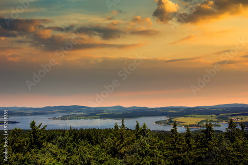 Panorama of Lipno lake. South Bohemian region.Czechia.