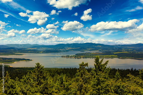 Panorama of Lipno lake. South Bohemian region.Czechia. photo