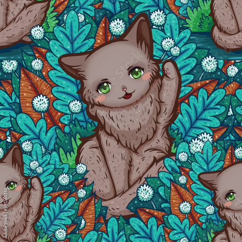 Kitty Final Boss Seamless Surface Pattern Design photo