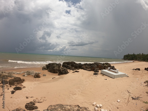 An arid beach with beautiful white sand in Camplong, Madura, East Java, Indonesia
 photo