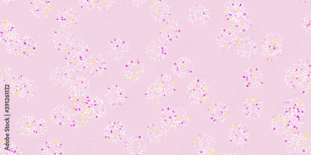 Light pink, yellow vector natural layout with flowers.