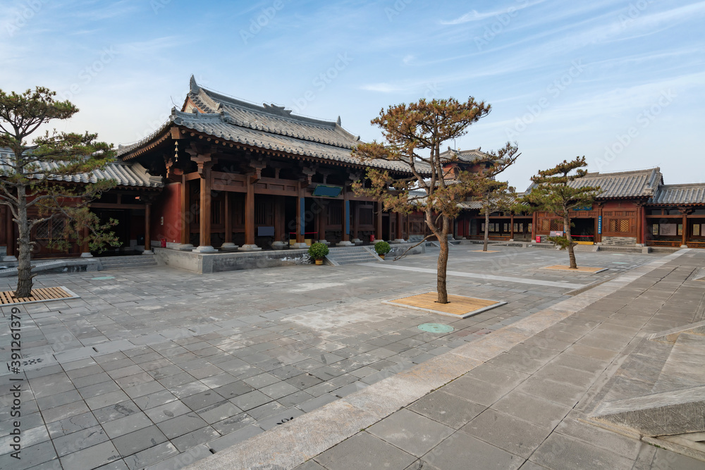 Ancient Chinese building loft and square, Taiyuan, Shanxi Province, China Ancient Chinese building loft and square, Taiyuan, Shanxi Province, China