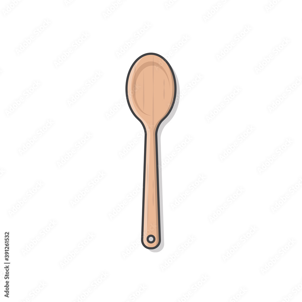 Wooden Kitchen Spatula Vector Icon Illustration. Kitchen Utensil For Cooking Flat Icon