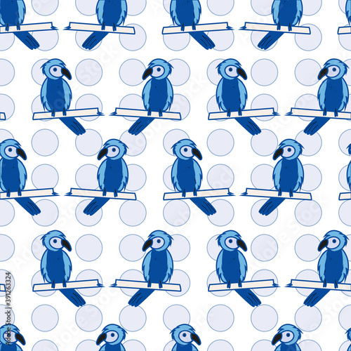 Kawaii hand drawn exoticparrot repeat pattern print