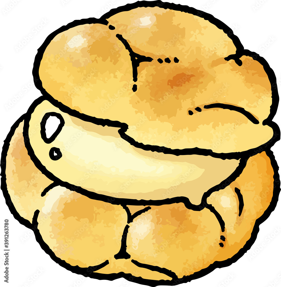 食べ物イラスト素材 カスタードシュークリームの手描きベクターイラスト Stock Vector Adobe Stock