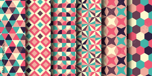 Seamless geometric pattern set, Abstract pattern background set, Pattern background set with geometric shape