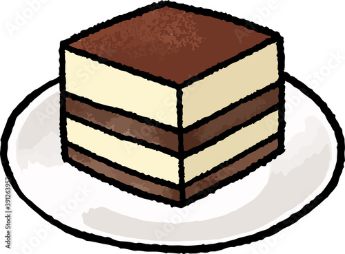 【食べ物イラスト素材】ティラミスの手描きベクターイラスト