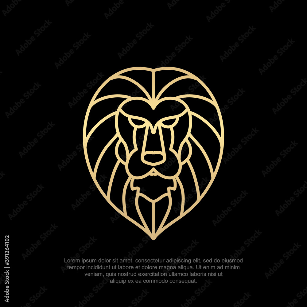Animal luxury logo lion head, line art, simple and modern icons, editable design templates