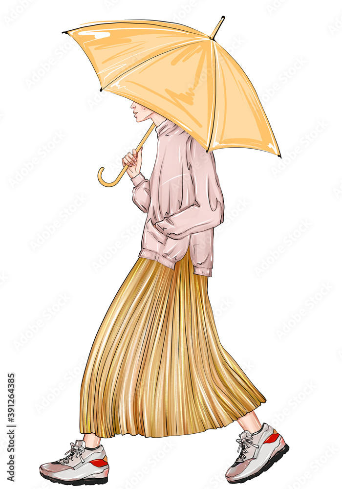 How to Draw A Girl Holding An Umbrella | TikTok